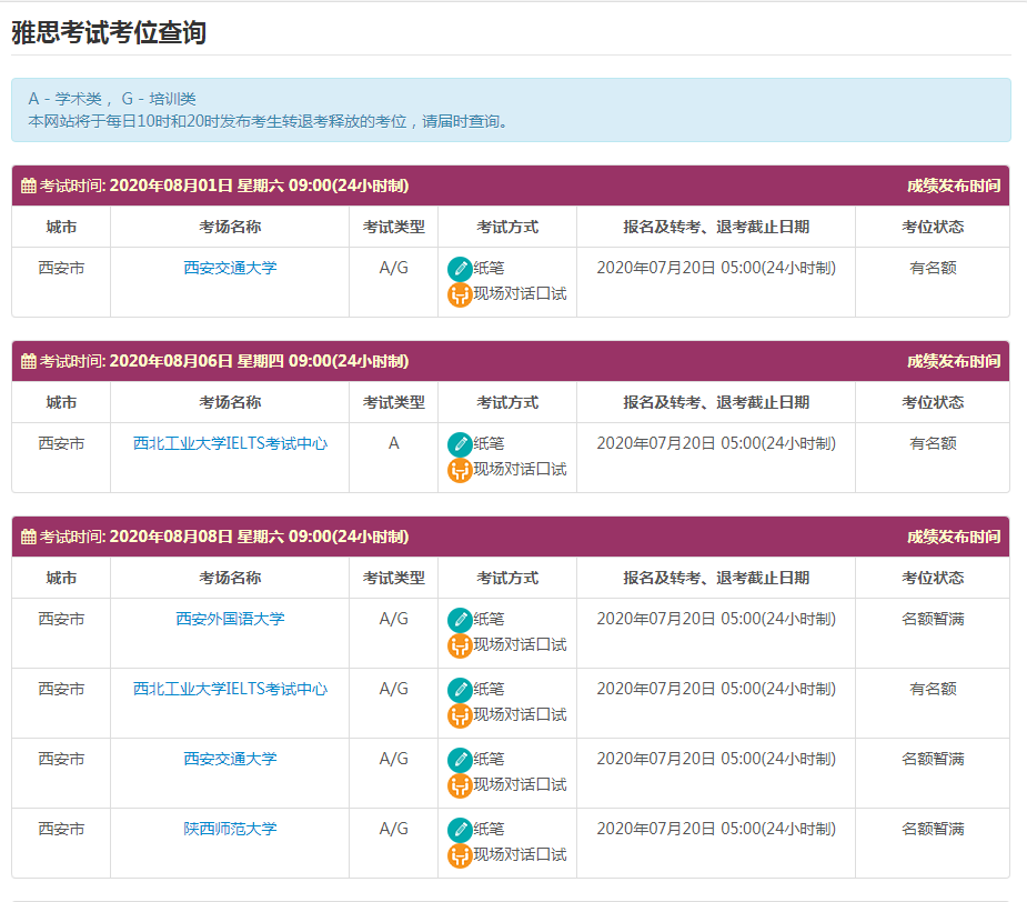 雅思口語考試安排通知